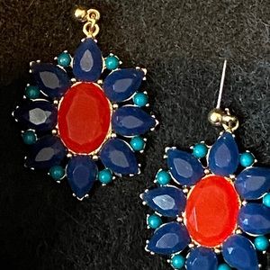 Boutique Lily Pulitzer Beaded Earrings Blue / Gold